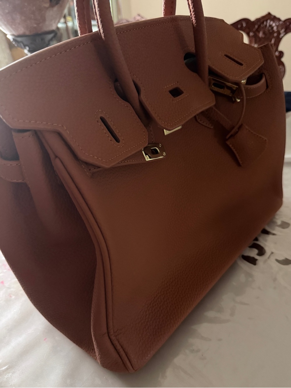 Brown Classic Structured Women’s Handbag 35 cm - Picture 3 of 4